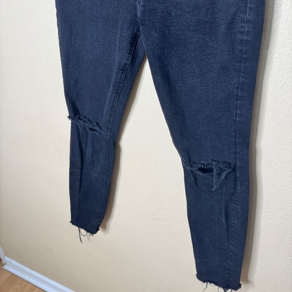 We The Free Jeans Women's 29 Black Button Fly High Waisted Distressed - Picture 3 of 13